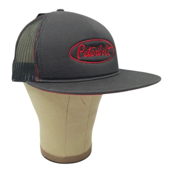 Peterbilt Embroidered Logo Mesh Snapback Cap Trucker Baseball Hat Flat Brim NEW - Picture 3 of 14
